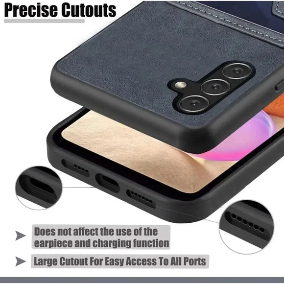 Leather Wallet Case with Card Holder Kickstand for Samsung Galaxy A14 5G Gray - Picture 7 of 10